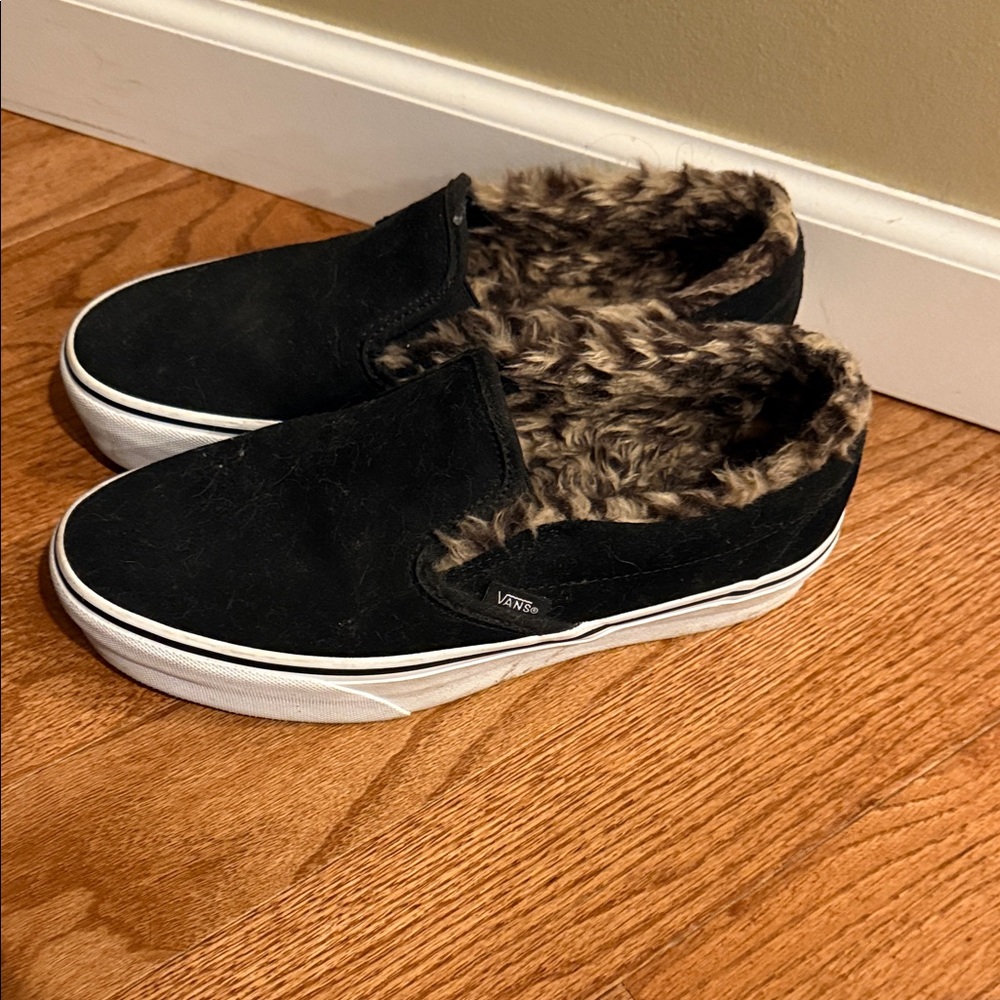 Vans Black Slip-On Shoes with Plush Lining